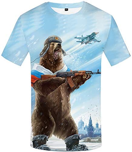 Unisex 3D Printed Graphic Round Neck Short Sleeve T-Shirt Novelty Casual Top Tee