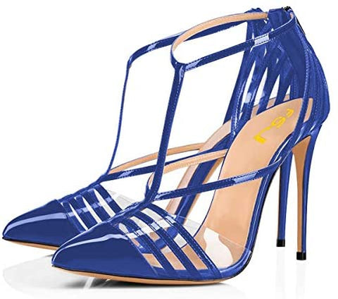 FSJ Women Strappy Pointed Toe Thin High Heel Sandals Ankle Straps Stiletto Pumps Party Prom Shoes Size 4-15 US