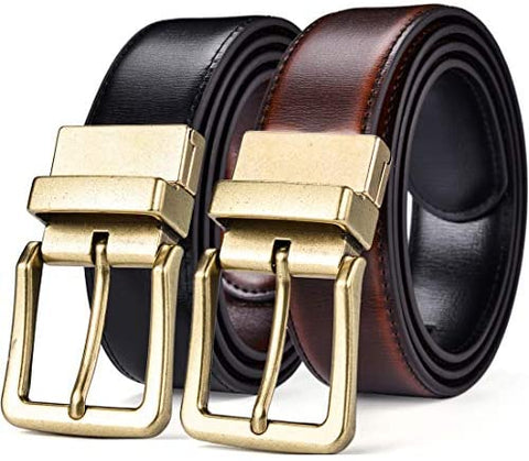 Beltox Men’s Belts Reversible Leather 1.25” Wide 1 for 2 Rotate Buckle Gift Box
