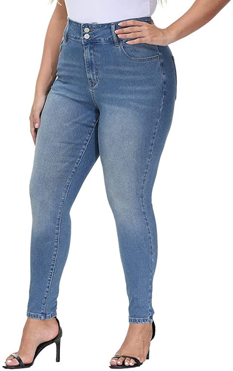 Plus Size Jeans Women Skinny High Waist Stretch Ripped Distressed Jeans Capris for Business Casual Work