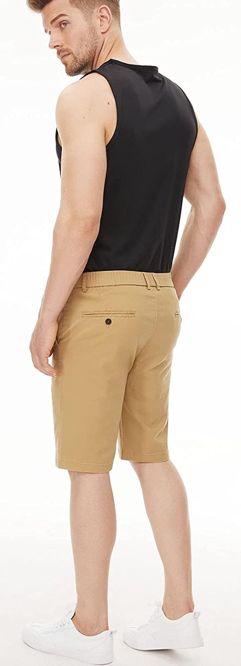 Men's Khaki Shorts Slim Fit Chino Shorts 9 inch Inseam