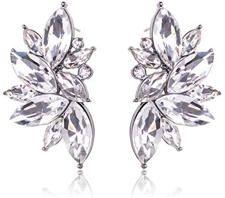 Cluster Crystal Teardrop Flower Design Stud Earrings Fine Jewelry for Women Valentines Day Gifts for Her