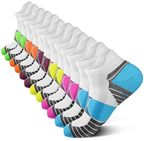 PAPLUS Compression Running Socks Women (6 Pairs), Ankle Athletic Socks Low Cut with Arch Support