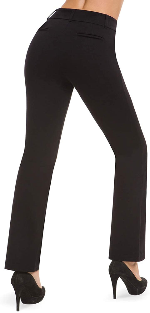 Women’s Bootcut Pull-On Dress Pants Office Business Casual Yoga Work Pants with Key Pocket Straight Leg