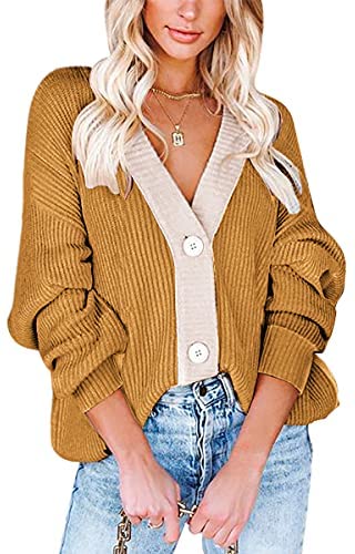 Women Button Cardigan Sweater Long Sleeve Chunky Oversized Fall Tunic Sweaters