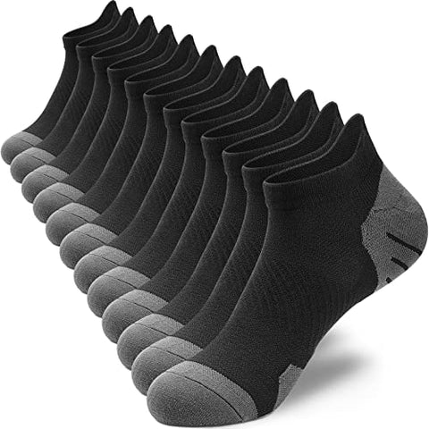 PAPLUS Womens Ankle Compression Running Socks 6 Pairs, Cushioned Low Cut Athletic Socks with Arch Support
