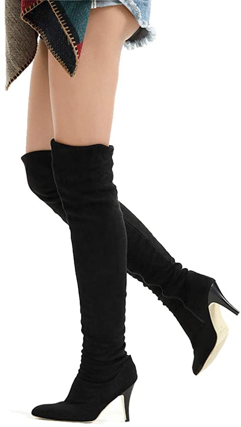 Tale Women Over The Knee High Stretchy Leather Thigh high Snow Boots