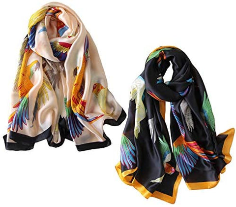YMXHHB Fashion Scarves Scarf 100% Silk Feeling Scarf Silk Like Scarves Long Lightweight Sunscreen Shawls for Women