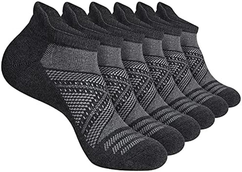 Mens Ankle Socks Low Cut Athletic Cushioned Running Tab Socks 6 Pack