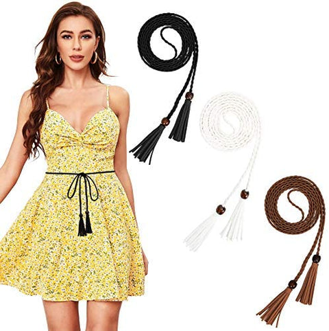 Women's Tassel Braided Waist Belt