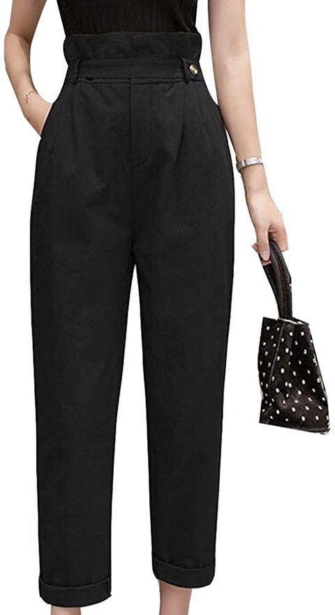 Women's High Waist Thin Trousers Harem Slim Casual Comfy Pants