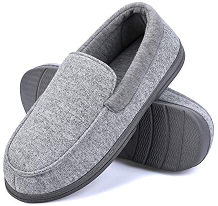 mysoft Men's House Slippers Memory Foam Classic Moccasin Slip on Shoes Anti-Slip Sole Indoor Outdoor
