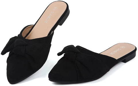 Samilor Mules for Women Flats Comfortable Slip On Pointed Toe Women's Flats Backless Loafers Casual Flat Shoes Women