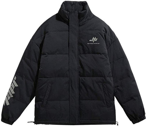 Men's Classic Reflective Shell Quilted Coat Casual Cotton Padded Outdoor Jacket