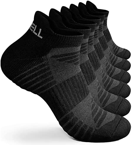 VWELL Athletic Running Socks for Men Women, Cushioned Sports Ankle Socks, Low Cut Socks, Moisture Wicking 6 Pairs