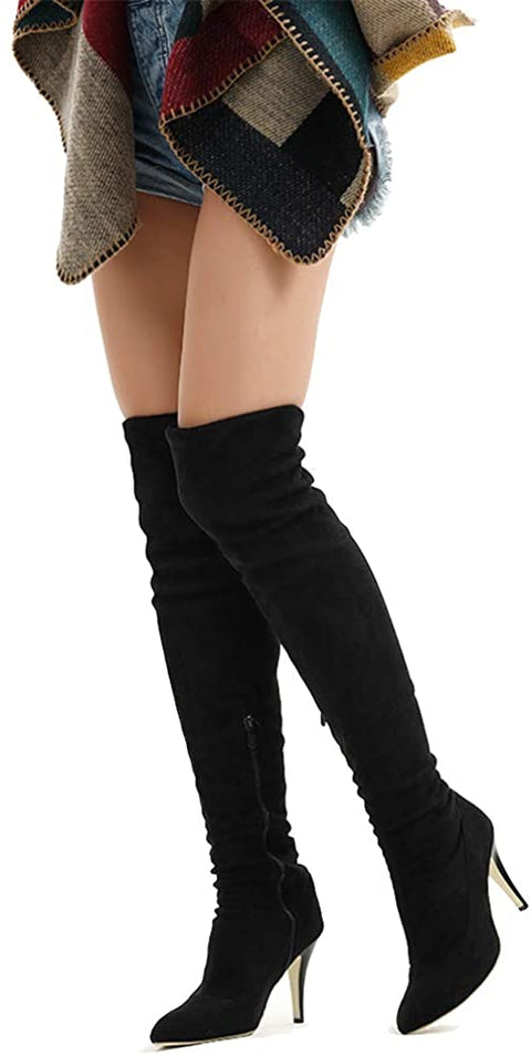 Tale Women Over The Knee High Stretchy Leather Thigh high Snow Boots
