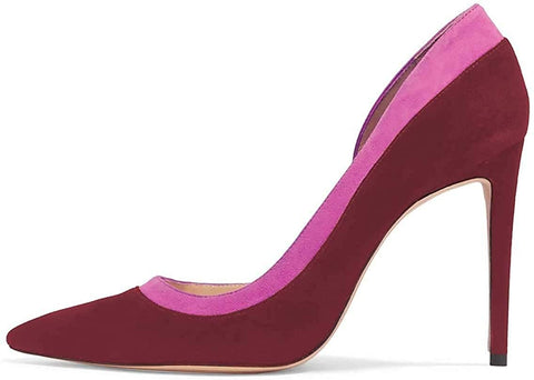 FSJ Women Elegent Pointed Toe Faux Suede Office Dorsay Pumps High Heels Slip on Dress Shoes Size 4-15 US