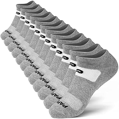 PAPLUS No Show Running Socks for Men (6 Pairs), Cushioned Athletic Ankle Socks with Arch Support