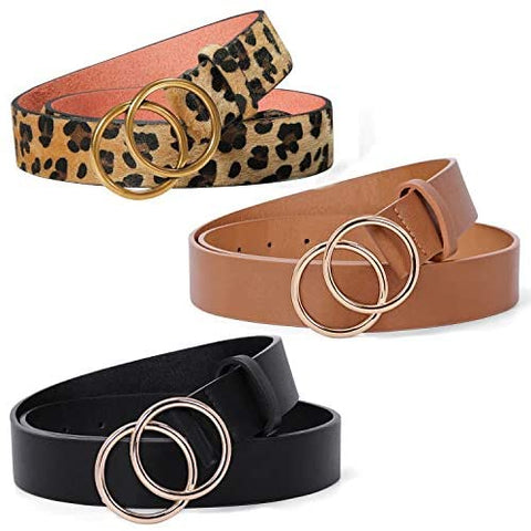 3 Pack Double Ring Belt for Women