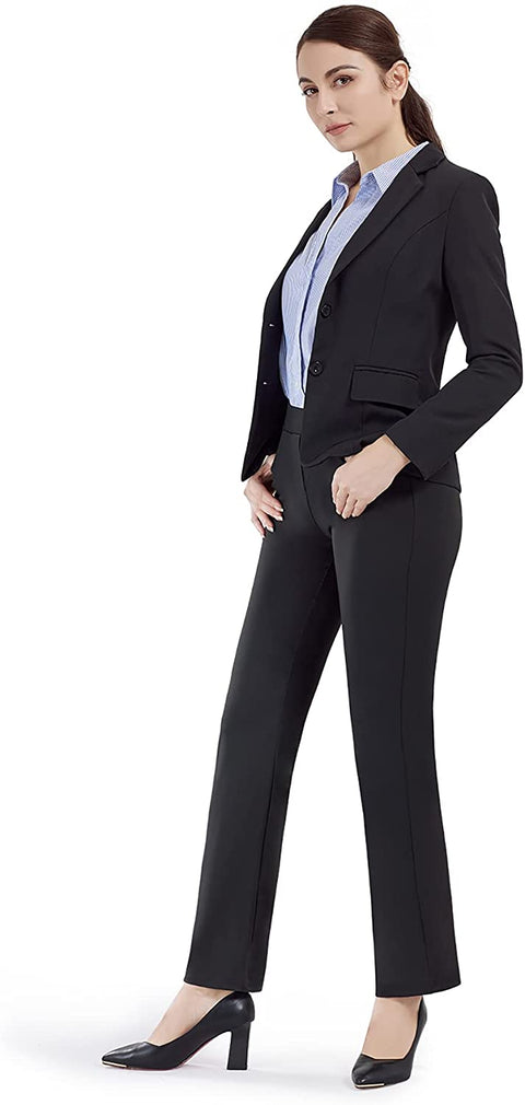 Dress Pants for Women Straight Leg Stretch Work Pants Pull-on Yoga Pants with Pockets