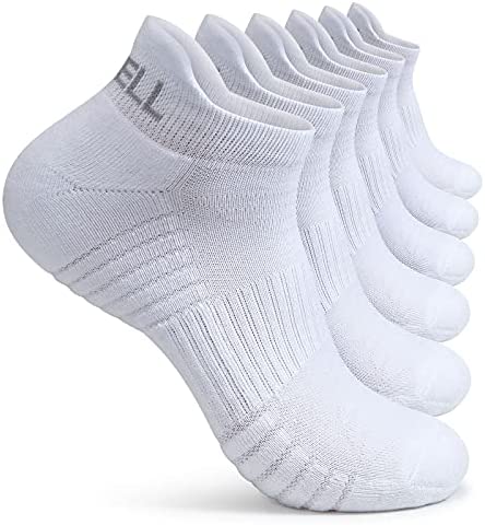 VWELL Athletic Running Socks for Men Women, Cushioned Sports Ankle Socks, Low Cut Socks, Moisture Wicking 6 Pairs