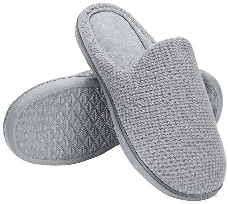 mysoft Men's Comfort Memory Foam Slippers Moccasin House Shoes Sole Indoor Outdoor