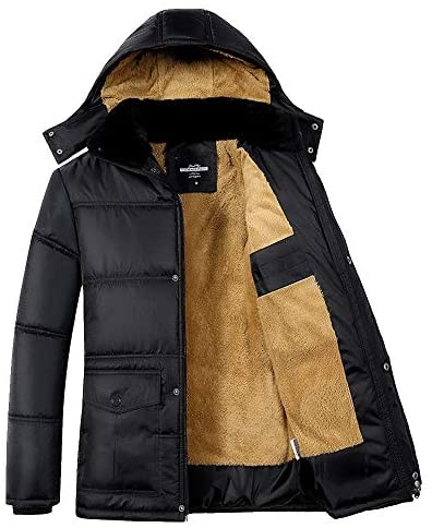 Men's Inner Fleeced Insulated Full Zip Up Puffer Jackets