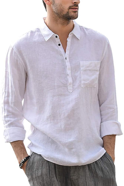 Karlywindow Mens Linen Shirts Long Sleeve Button Down Hippie Casual Cotton Lightweight Beach Yoga T Shirts
