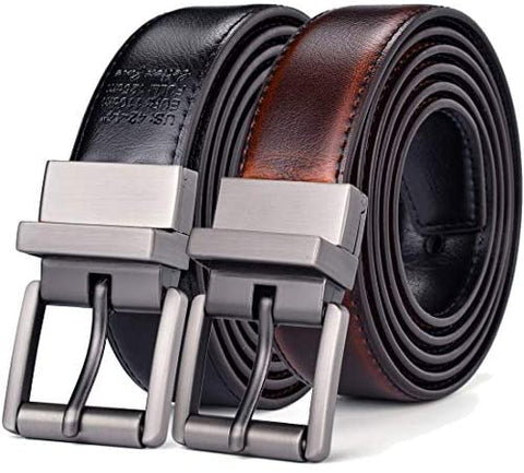 Beltox Men’s Belt Dress Casual Reversible Leather 1.1” w Roller Buckle Rotated