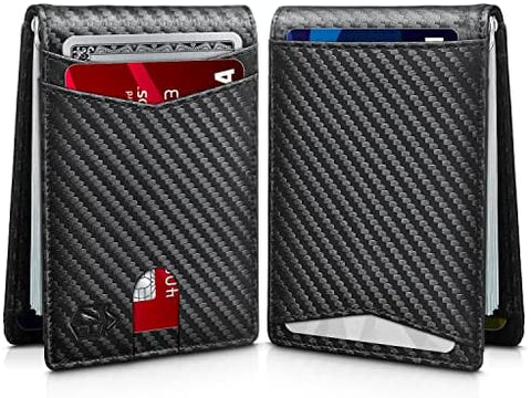 Zitahli RFID Wallet for Men, 14 Cards Slim Mens Wallet with Money Clip Front Pocket Wallet Bifold Leather Minimalist Credit Card Holder for Men with Gift Box and ID Window