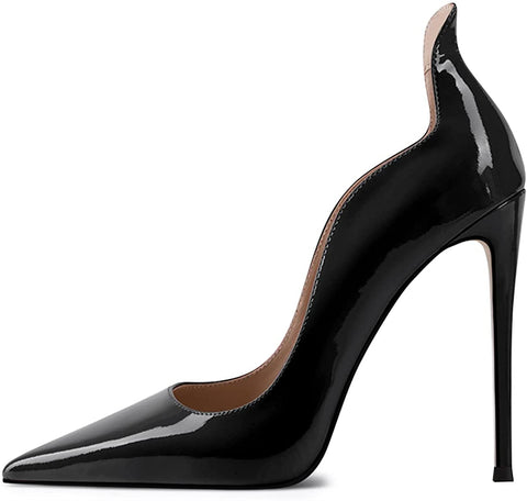 FSJ Women Pointed Toe High Heels Sexy Stiletto Pumps Slip On Faux Leather Rhinestone Heeled Sparkly Prom Wedding Dress Shoes Size 4-15 US