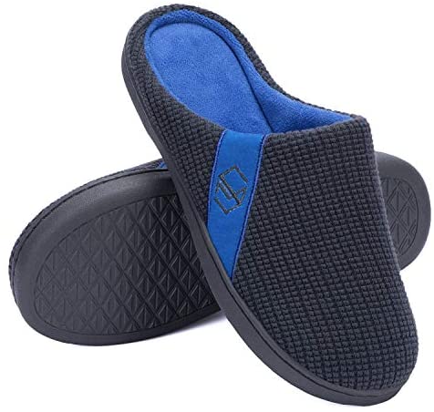 mysoft Men's Comfort Memory Foam Slippers Moccasin House Shoes Sole Indoor Outdoor