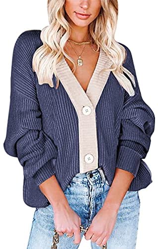 Women Button Cardigan Sweater Long Sleeve Chunky Oversized Fall Tunic Sweaters