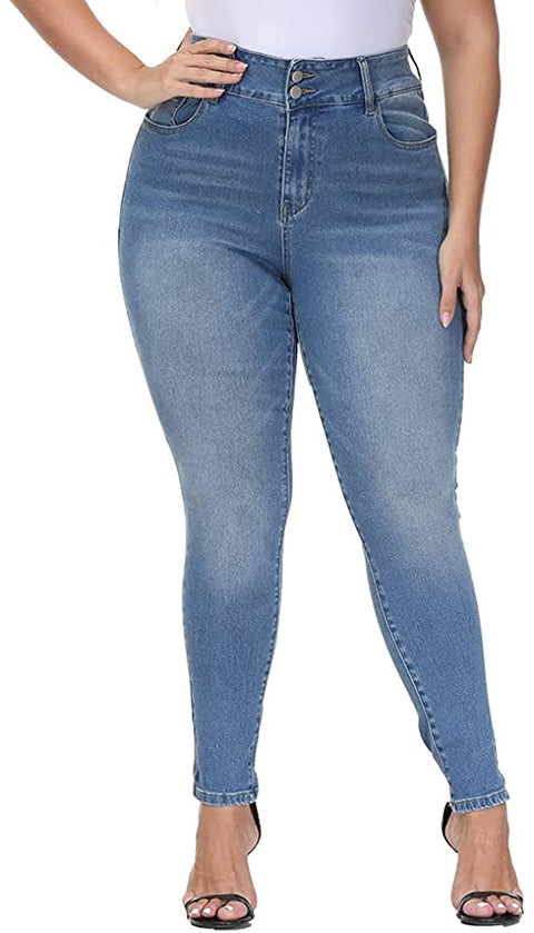 Plus Size Jeans Women Skinny High Waist Stretch Ripped Distressed Jeans Capris for Business Casual Work