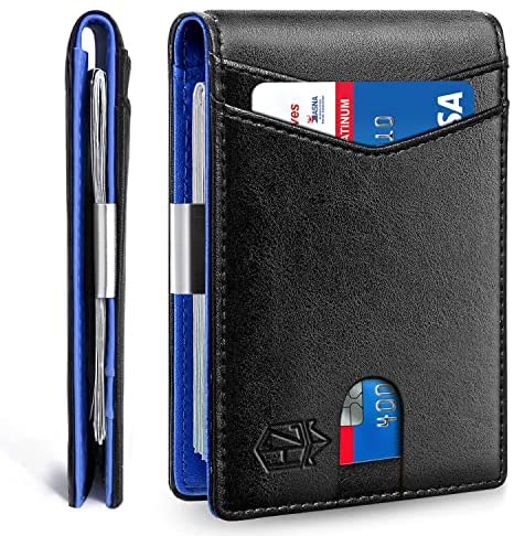 Zitahli Wallet for Men, Larger Capacity with 12 Slots RFID Blocking Slim Minimalist Bifold Front Pocket Wallet for Men with ID Window Gift Box