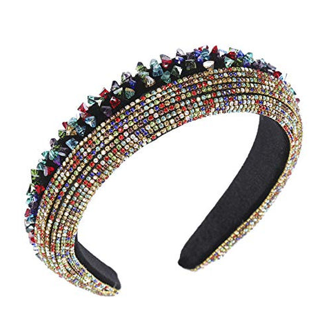 AWAYTR Velvet Padded Pearl Embellished Headband Large Padded Velvet Races Goth Wedding Headpiece for Women (black-1)