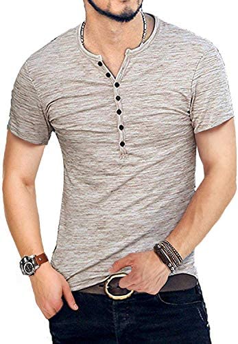 Mens Casual Slim Fit Basic Henley Short/Long Sleeve Fashion T-Shirt