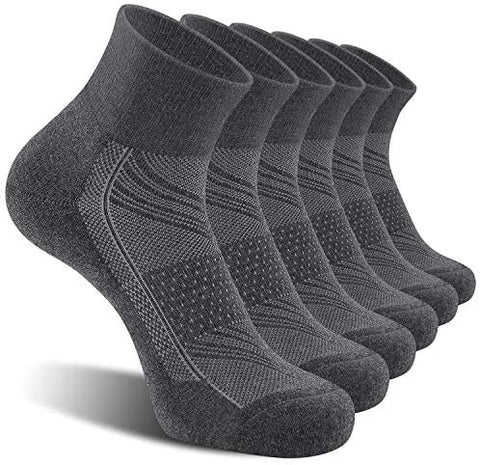 CelerSport 6 Pack Men's Ankle Socks with Cushion, Sport Athletic Running Socks