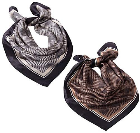 YMXHHB Silk Feeling Scarf Women’s Medium Square Satin Hair Scarf 27.5 x 27.5 inches