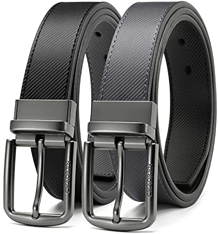 Reversible Belts for Men, CHAOREN Leather Jeans Belt 1 3/8" Black & Brown, Adjustable Trim to Fit