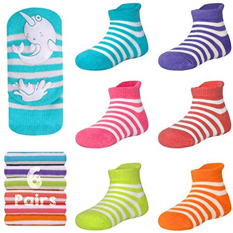 Ozaiic Baby Non Slip Grip Ankle Socks with Cushion for Newborn Toddler Boy Girl