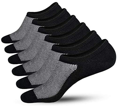 Men's 6 Pairs Cotton No Show Socks Heel Non Slip for Slip On Sneaker Loafer