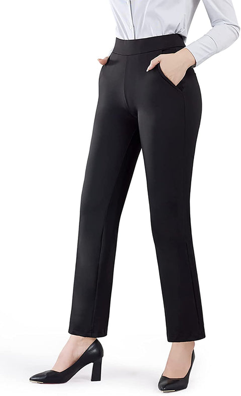 Yoga Dress Pants for Women Straight Leg Stretch Pull-on Work Pant with Pockets