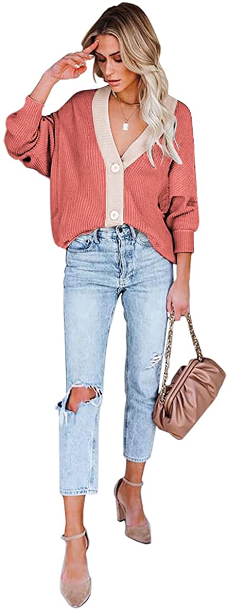 Women Button Cardigan Sweater Long Sleeve Chunky Oversized Fall Tunic Sweaters