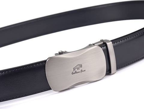 Men Belts Leather Male Slide Ratchet Work Dress Strap w Interchangeable Buckle Beltox （46"-56" Waist Adjustable，Black NT）