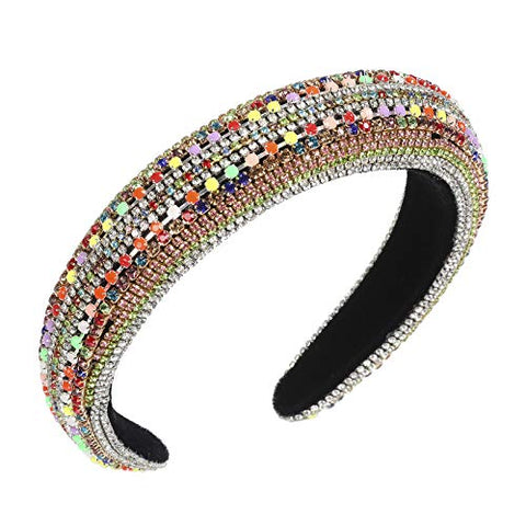AWAYTR Velvet Padded Pearl Embellished Headband Large Padded Velvet Races Goth Wedding Headpiece for Women (black-1)
