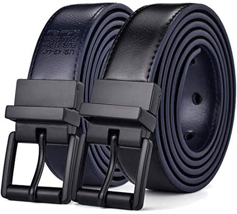 Beltox Men’s Belt Dress Casual Reversible Leather 1.1” w Roller Buckle Rotated