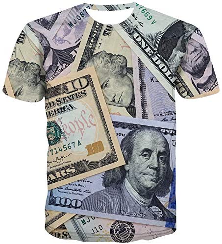 KYKU 100 Dollar Bill Money Shirts for Men Women Kids Unisex Short Sleeve T Shirt
