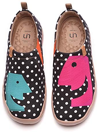 UIN Women's Men's Daily Slip Ons Flats Casual Sneakers Lightweight Painted Canvas Family Walking Loafers Hola