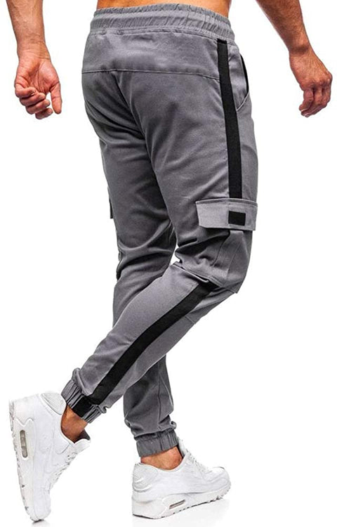 Men's Slim Leg Drawstring Elastic Waistband Pull On Casual Cargo Pants